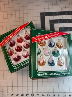 Vintage Christmas Trimmeries Hand-Decorated Glass Ornaments - Assorted Colors